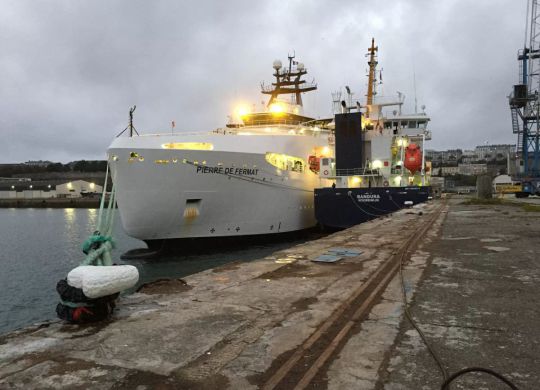 The MainOne submarine cable lands in Senegal months ahead of schedule aboard the Pierre de Fermat vessel, arriving from Brest, France _00